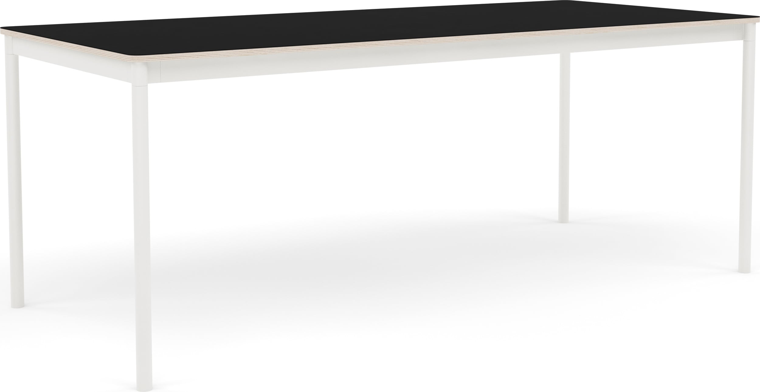 Stół Base 190 x 85 x 73cm czarny z laminowanym blatem ze sklejką i białą ramą