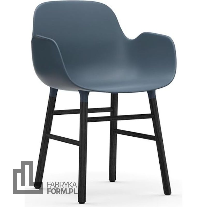 Fotel Form niebieski z czarną dębową ramą