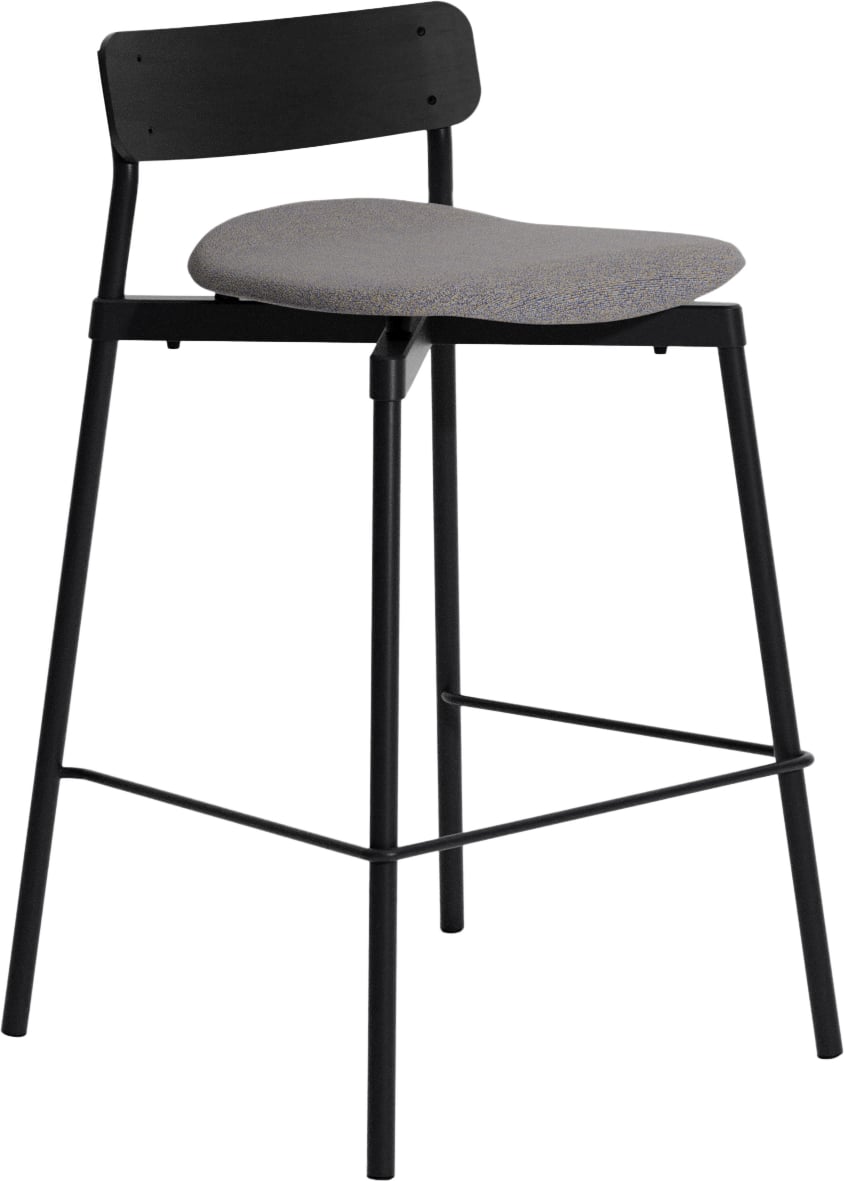 Stołek barowy Fromme Wood 65 cm z tapicerowanym siedziskiem beż
