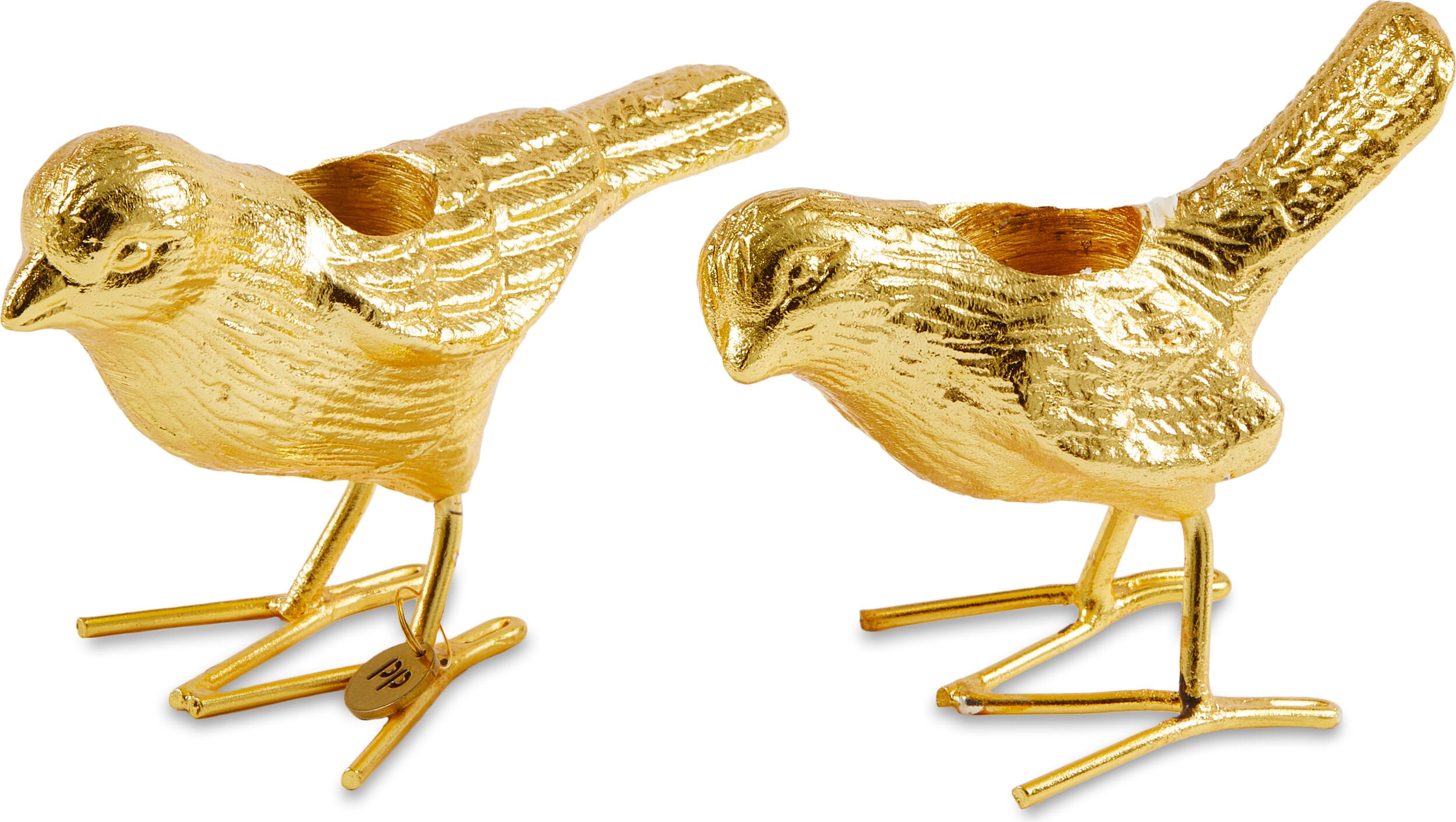 Świeczniki na klasyczne świece Flock Of Birds złote 2 el.