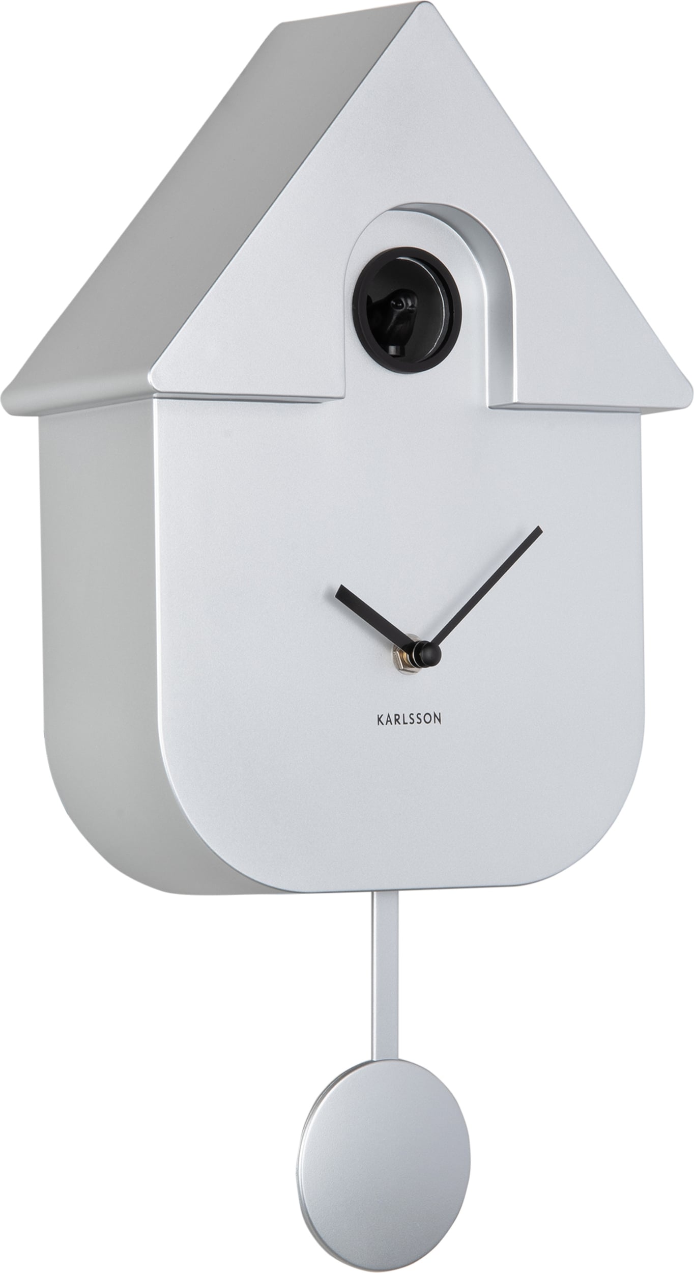 Zegar ścienny z kukułką Modern Cuckoo srebrny metaliczny