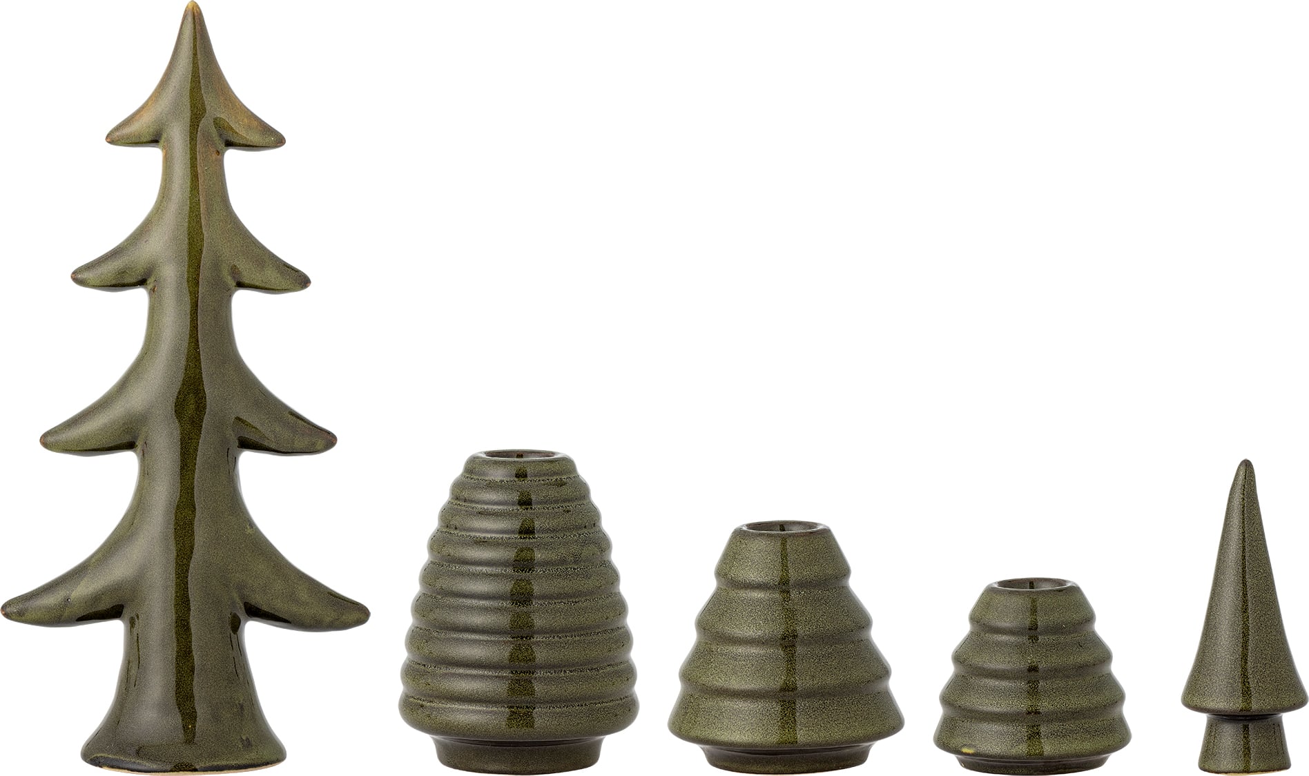 Świeczniki Woods choinki 25 cm zielone 5 szt.