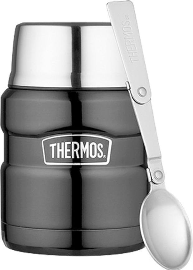 Termos obiadowy ze składaną łyżką Style 470 ml szary 2 el.