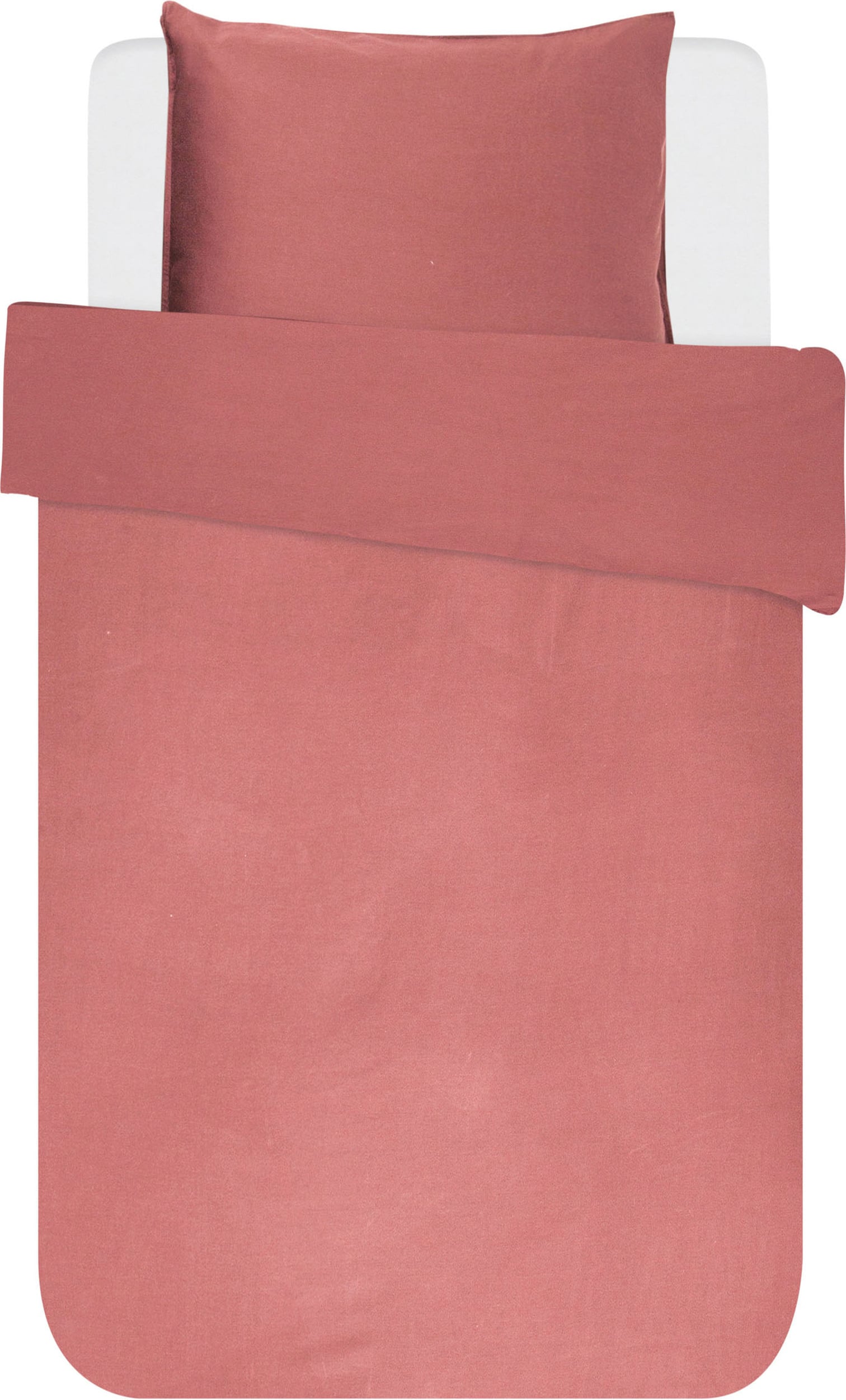 Pościel Minte 140 x 220 cm koralowa z poszewką na poduszkę 60 x 70 cm zapięcie flap