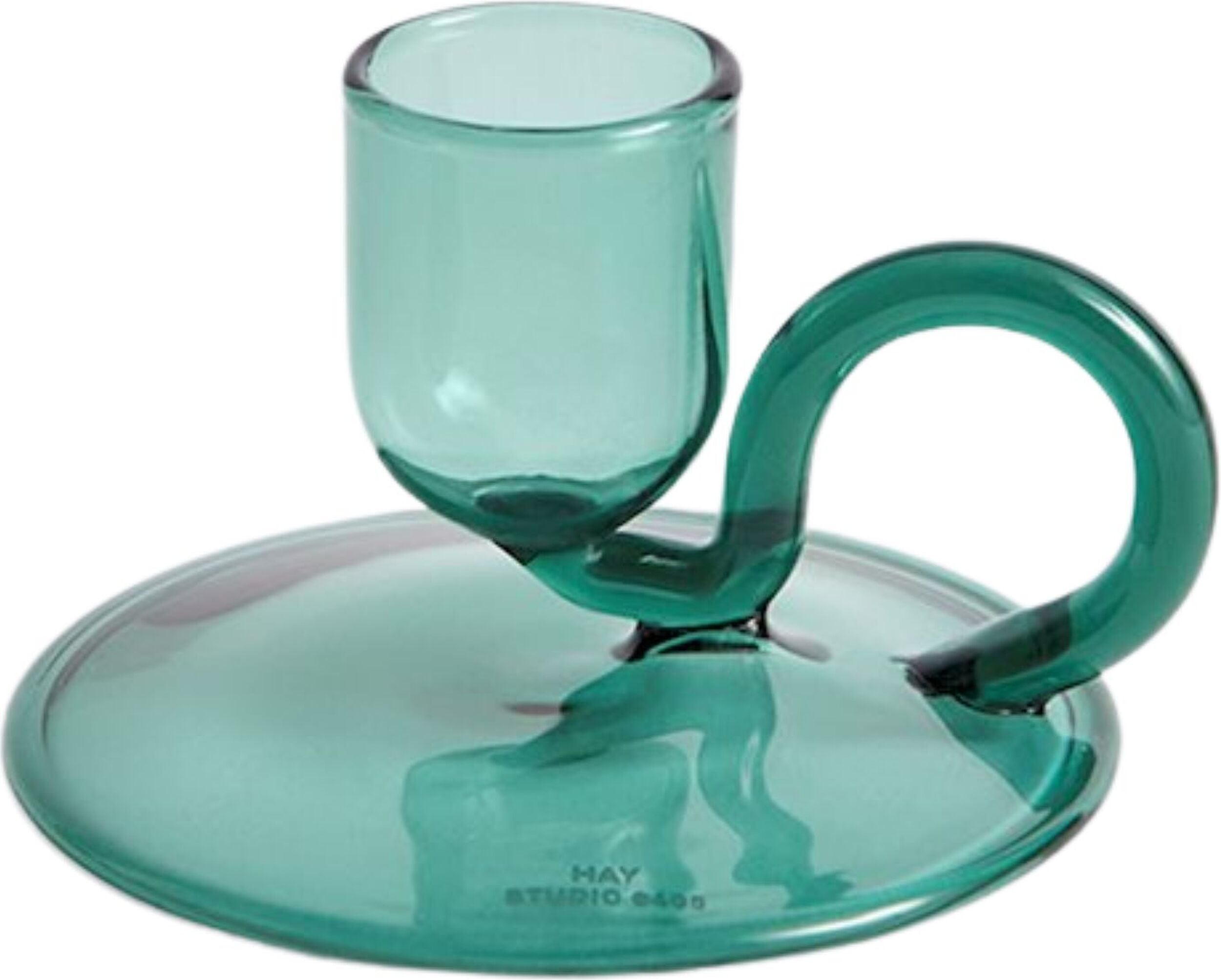 Świecznik na klasyczną świecę Tiny Curved morski