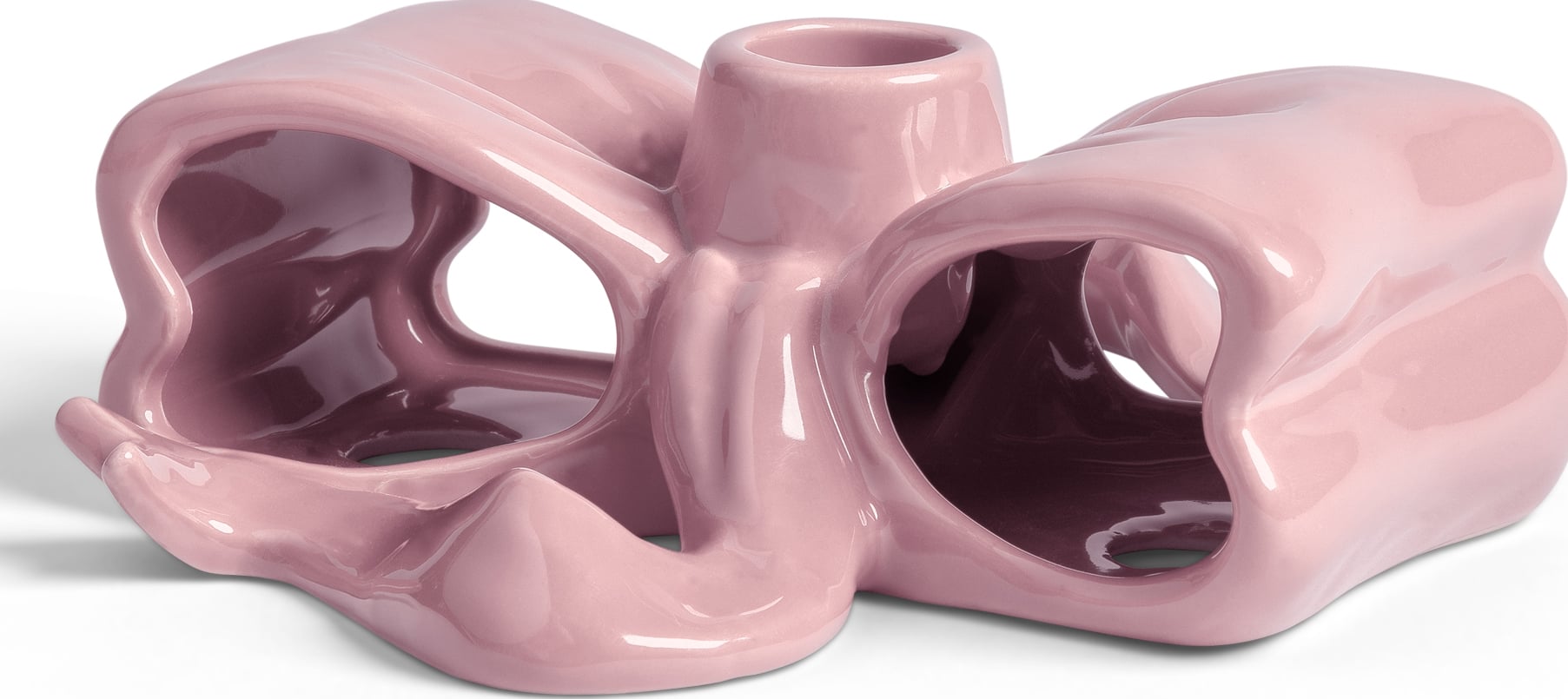Świecznik na klasyczną świecę Ribbon różowy