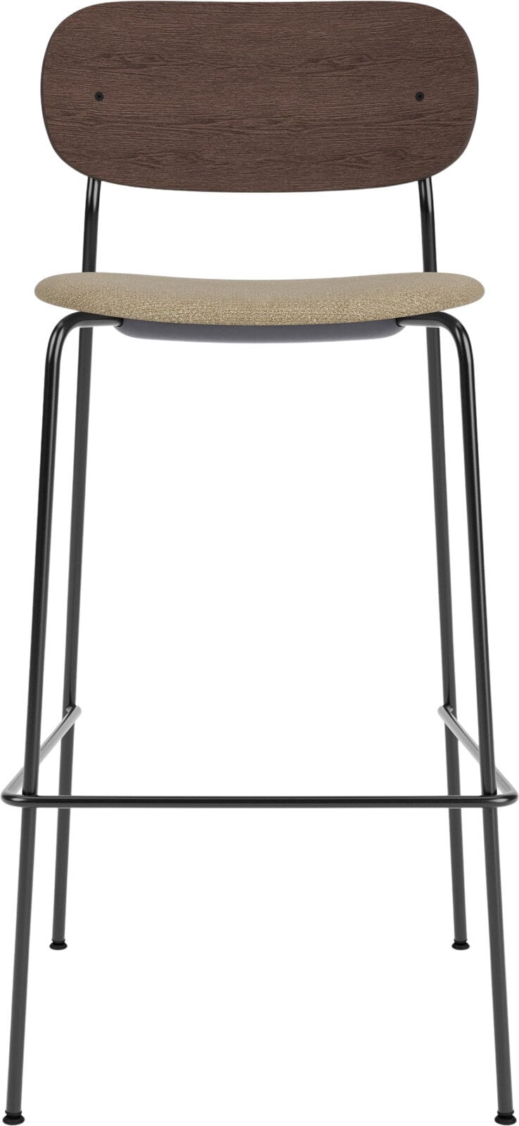 Krzesło barowe Co 78 5 cm ciemny dąb z tapicerowanym siedziskiem boucle beż