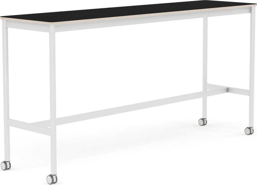 Stół na kółkach Base 50 x 190 x 95 cm czarny laminowany nogi białe