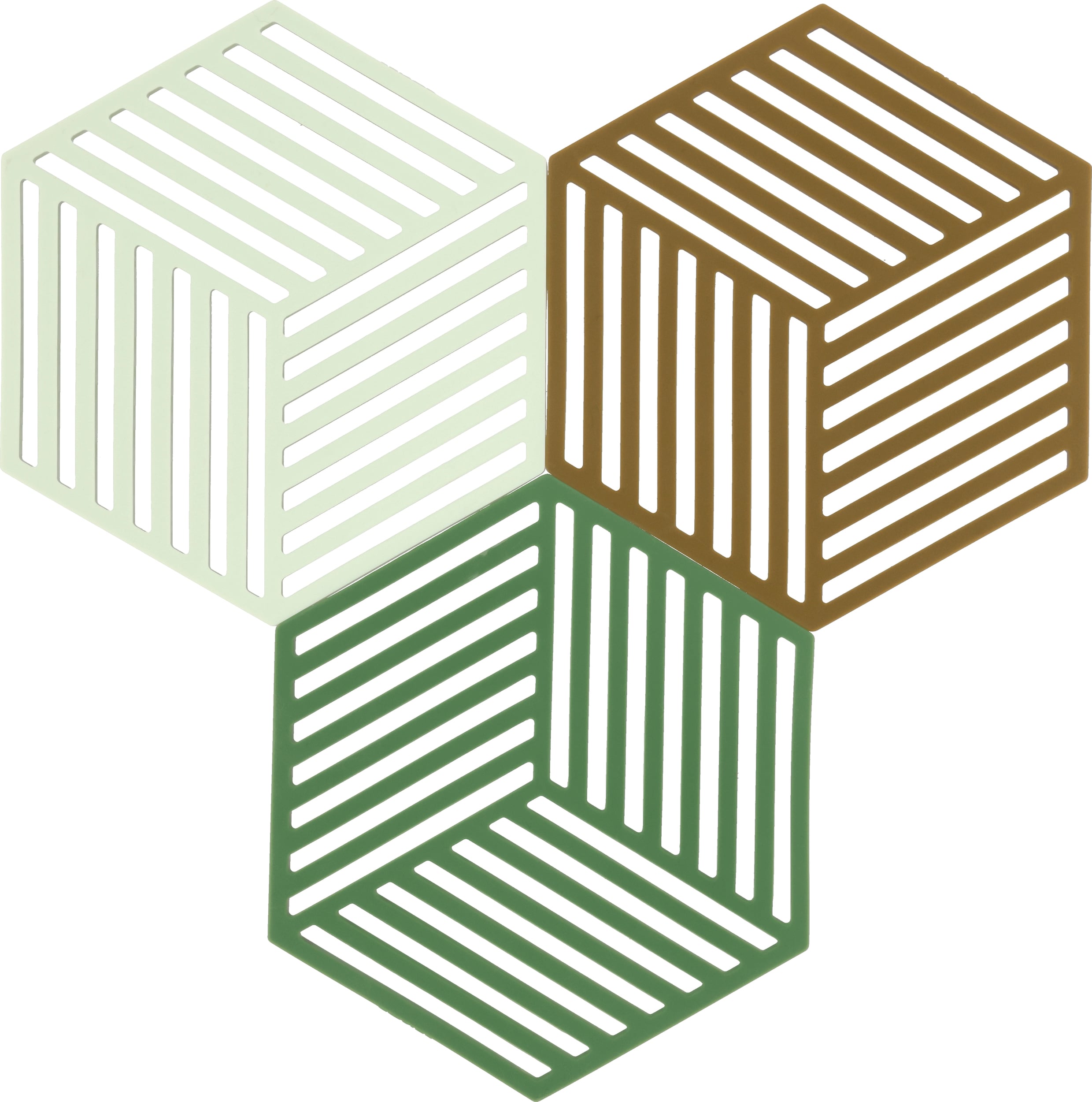 Podstawki pod gorące naczynia Hexagon zielono-brązowe 3 szt.