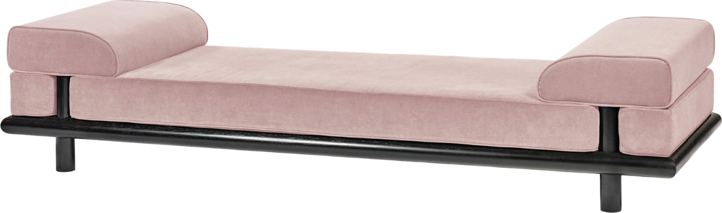 Leżanka Beth Velvet 280 cm różowa czarny dąb