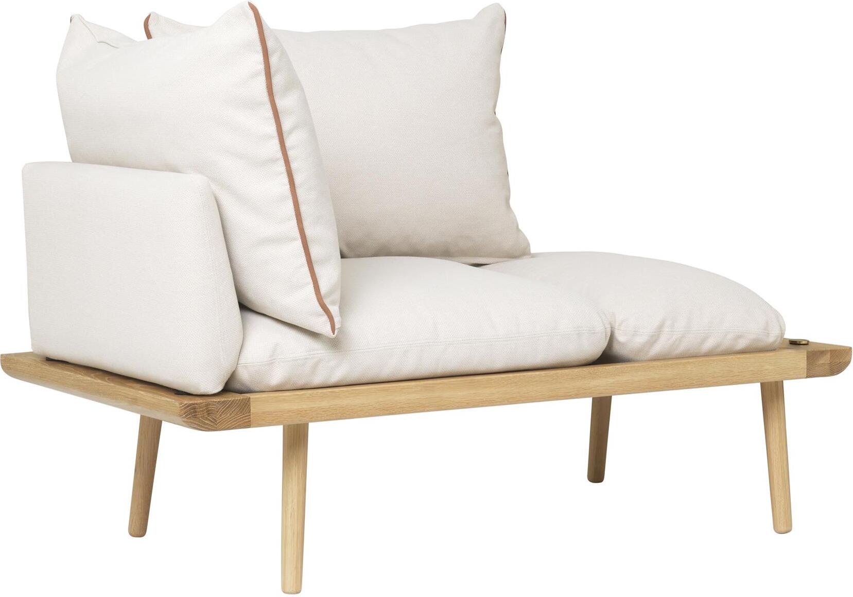 Sofa Lounge Around jasnopiaskowa na dębowych nogach