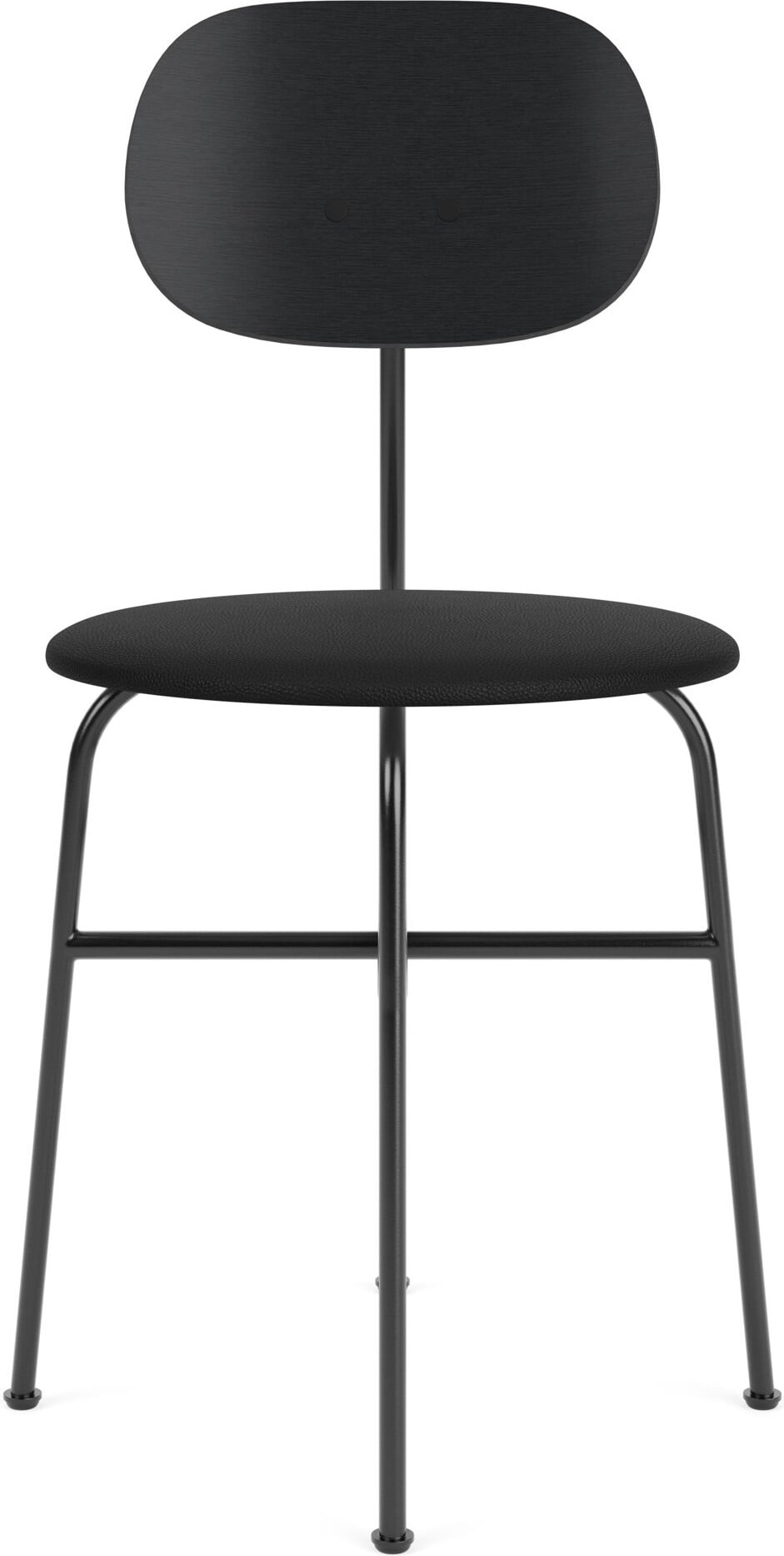 Krzesło Afteroom Plus 80 cm czarne oparcie czarny dąb siedzisko skórzane
