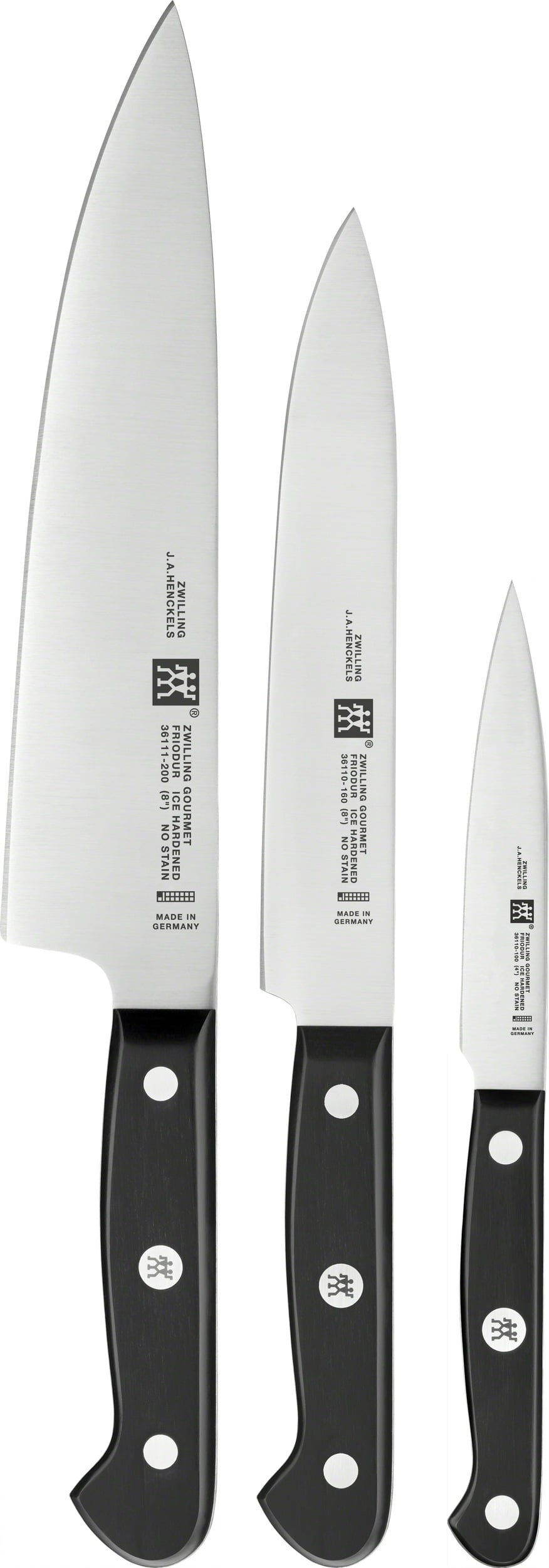 Nóż szefa kuchni  nóż do wędlin i nóż do obierania Gourmet 3 el.