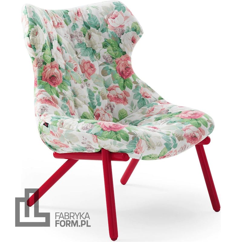 Fotel Foliage Flowers Chelsea czerwona rama