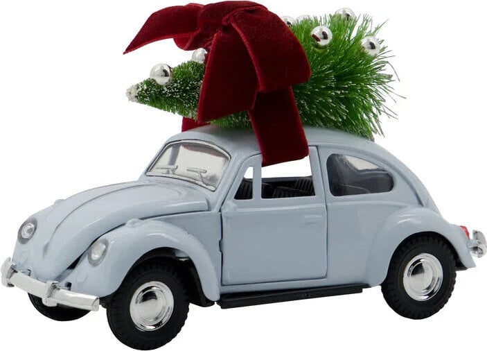 Dekoracja świąteczna Xmas car samochód 12 5 cm jasnoniebieska