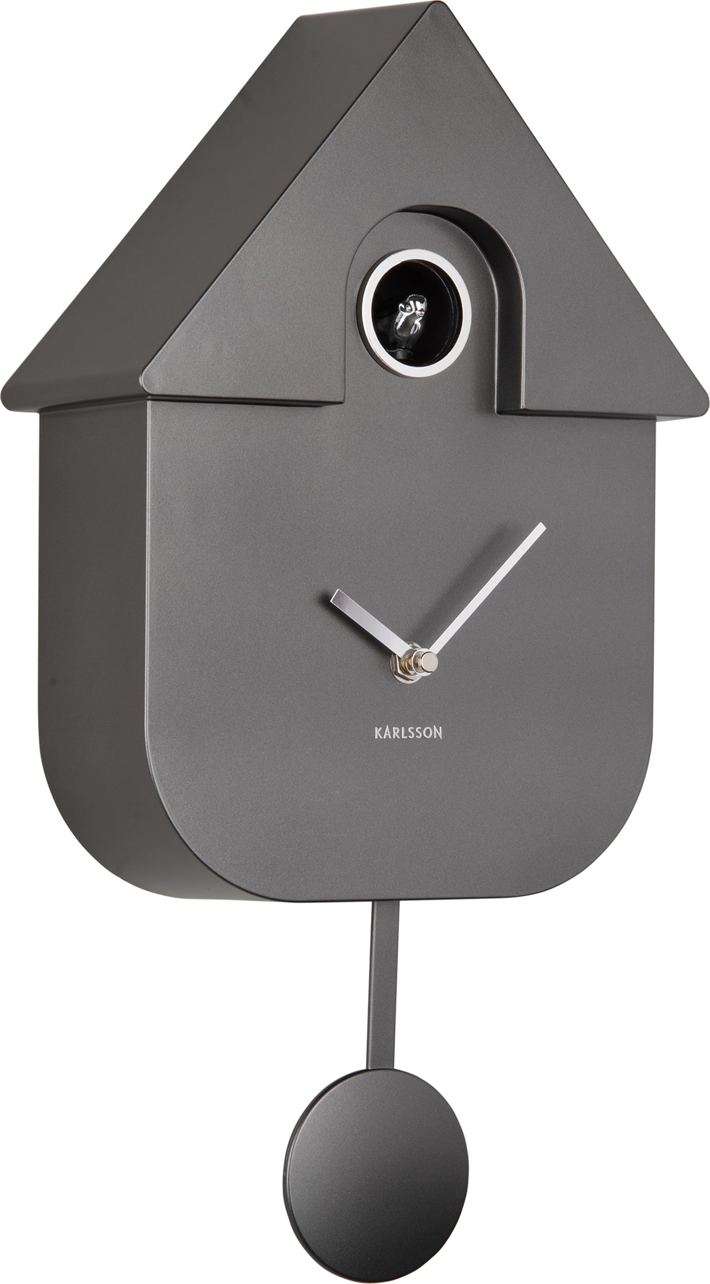 Zegar ścienny z kukułką Modern Cuckoo ciemnoszary metaliczny