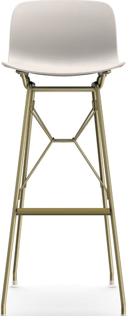 Stołek barowy Troy Wireframe biały ze złotą ramą