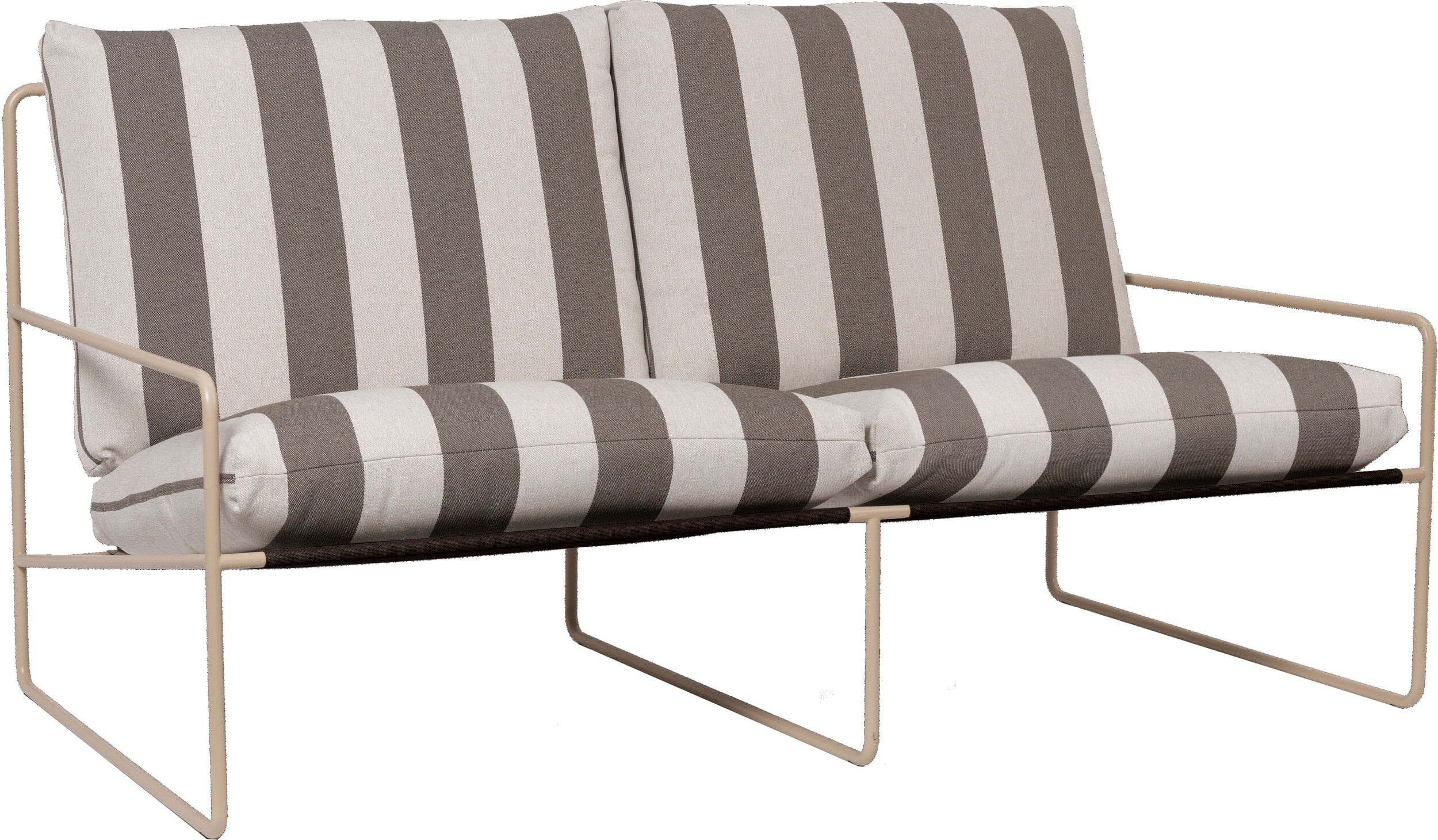 Sofa ogrodowa Desert Stripe podwójna z beżową ramą