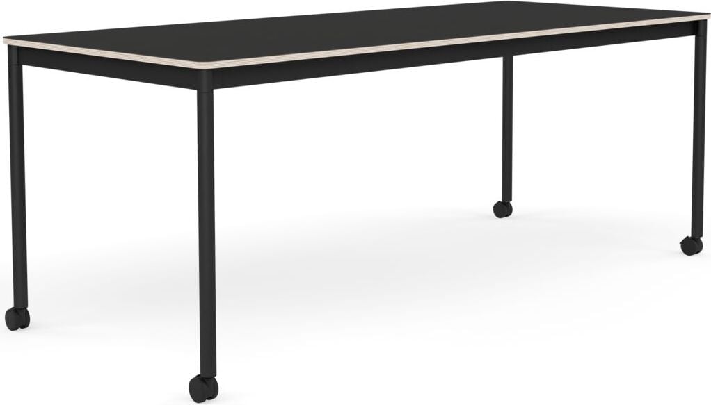 Stół na kółkach Base 80 x 190 cm czarny nanolaminat nogi czarne