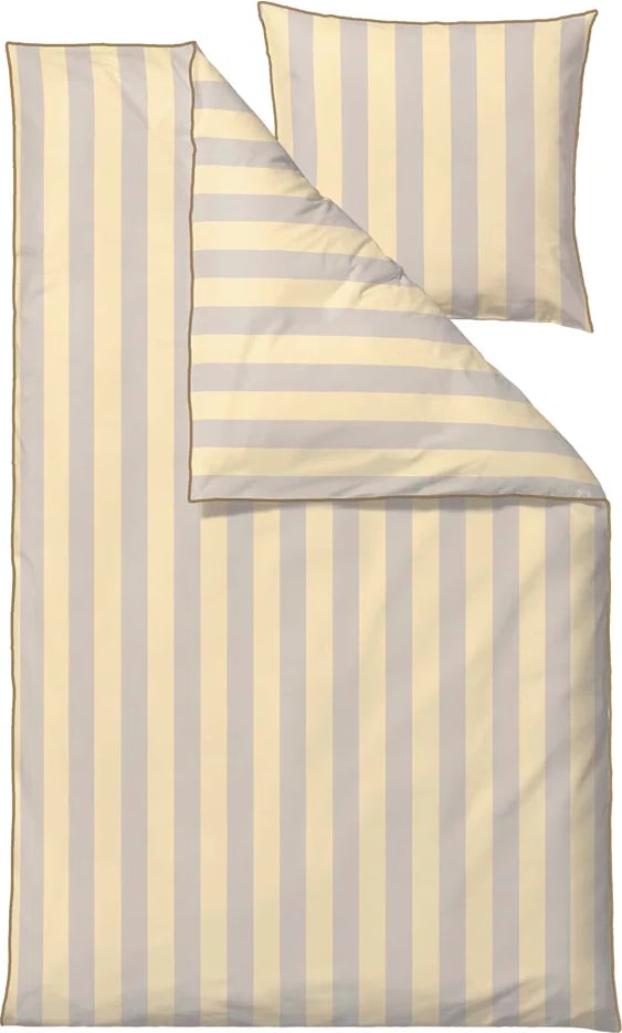 Pościel Ray Linen 140 x 220 cm żółta z poszewką na poduszkę 60 x 63 cm