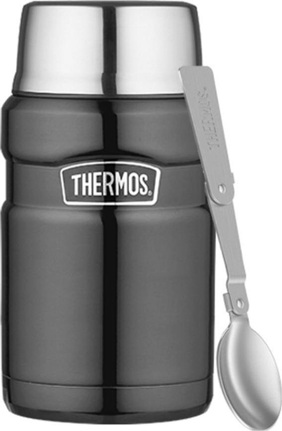 Termos obiadowy ze składaną łyżką Style 710 ml szary 2 el.