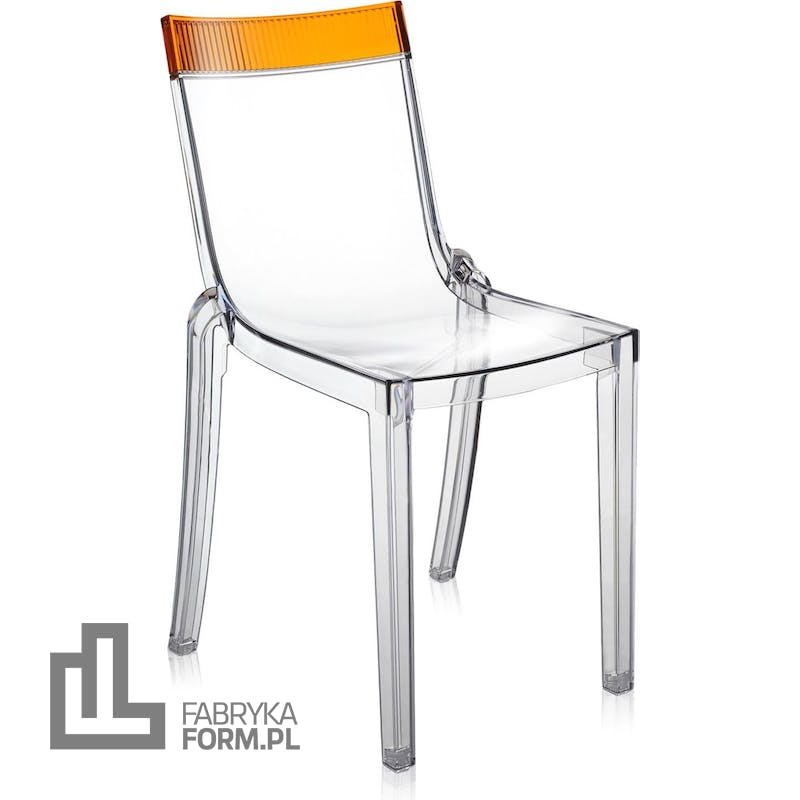 Krzesło Hi-Cut przezroczyste z pomarańczowym paskiem