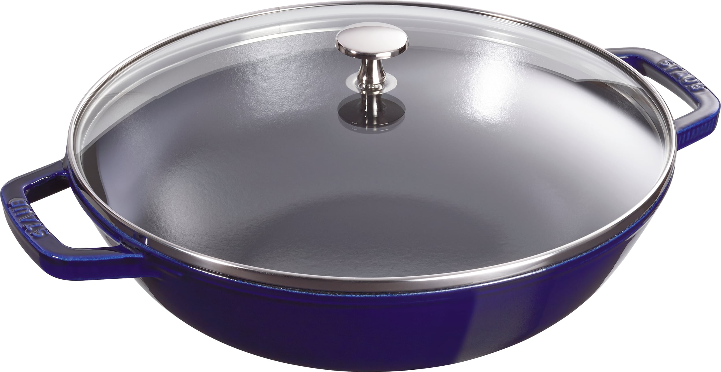 Wok Staub 30 cm niebieski z pokrywą