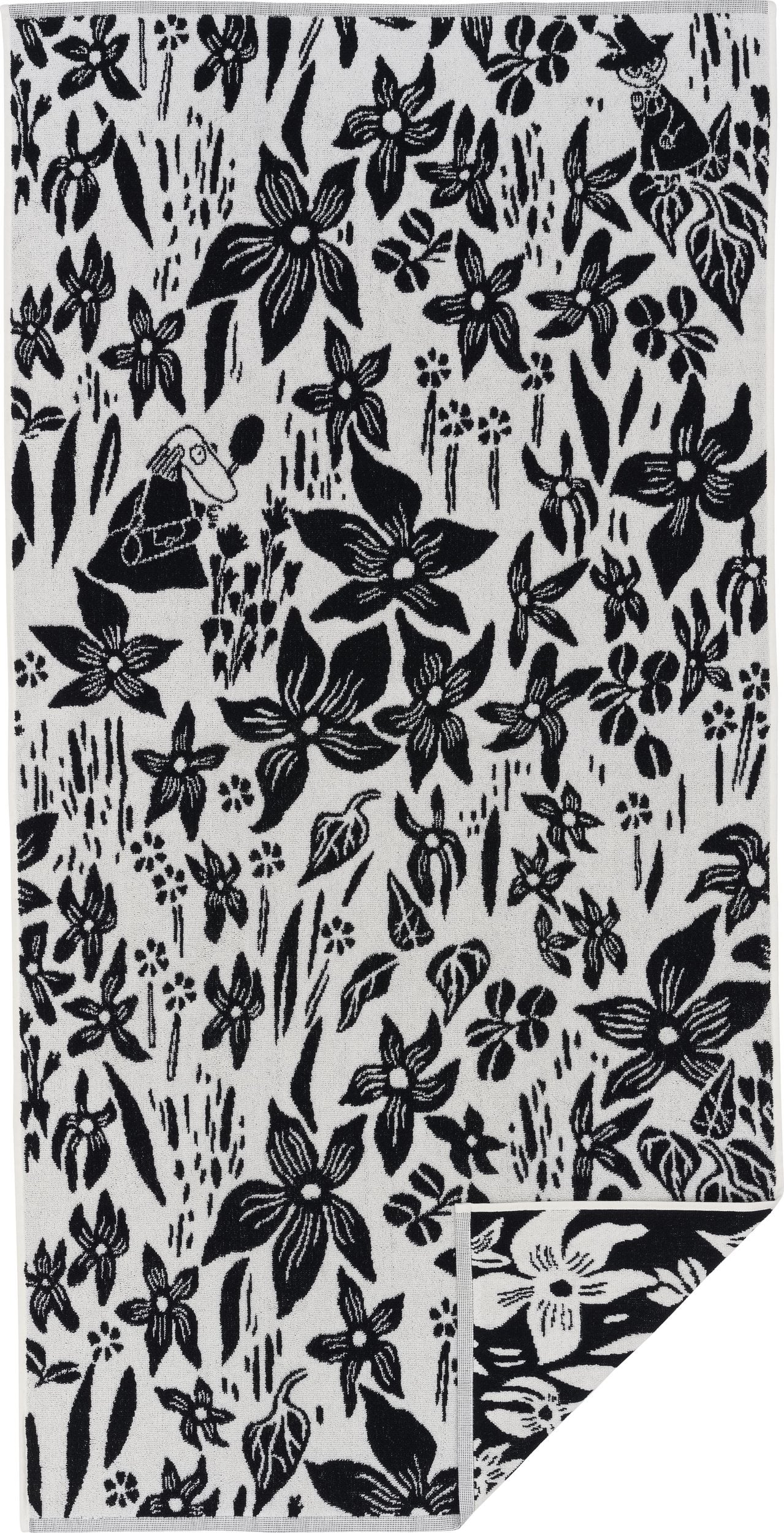 Ręcznik Arabia Finland Lilja Muminki 70 x 140 cm czarno-biały