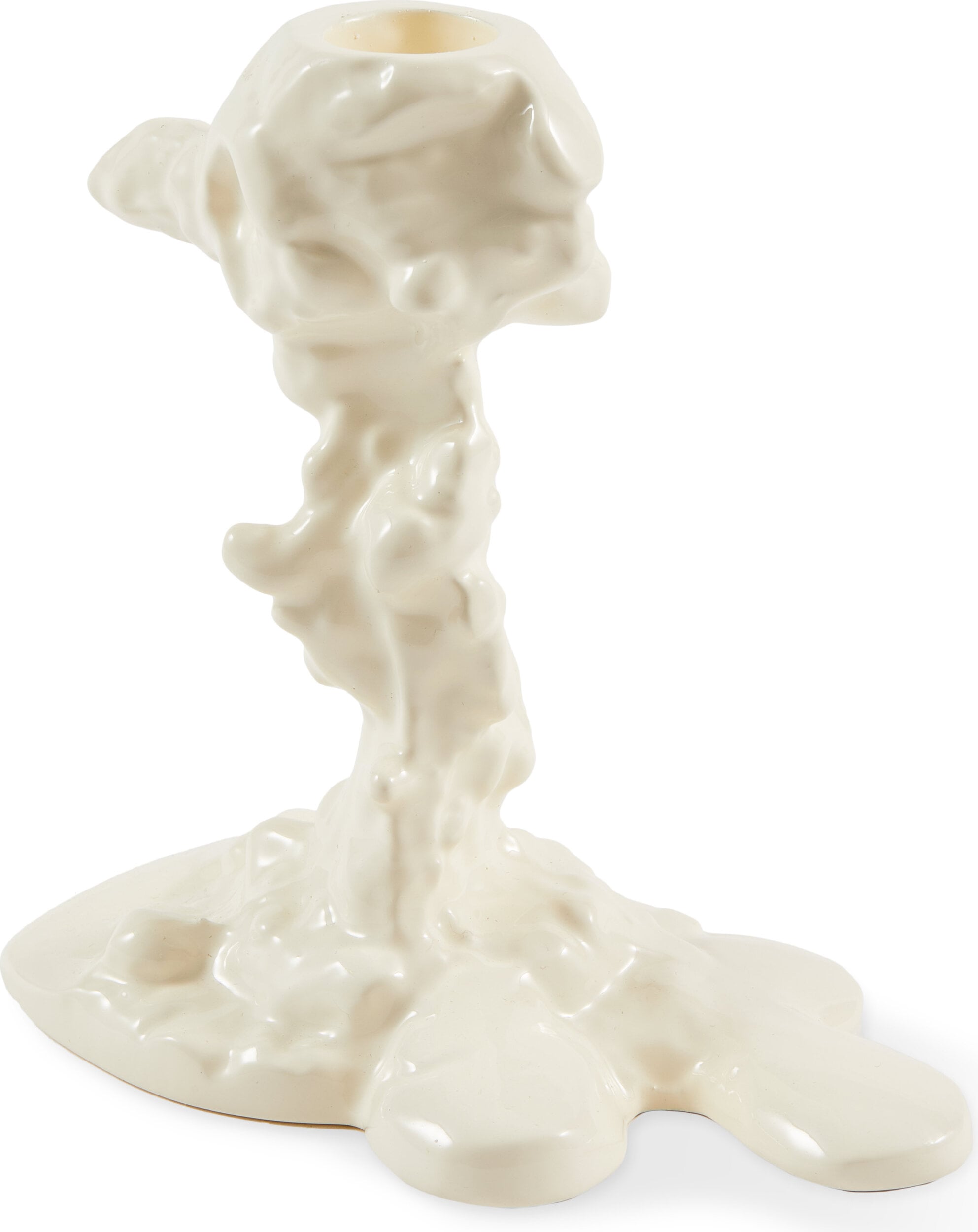 Świecznik na klasyczną świecę Drip 14 cm biały