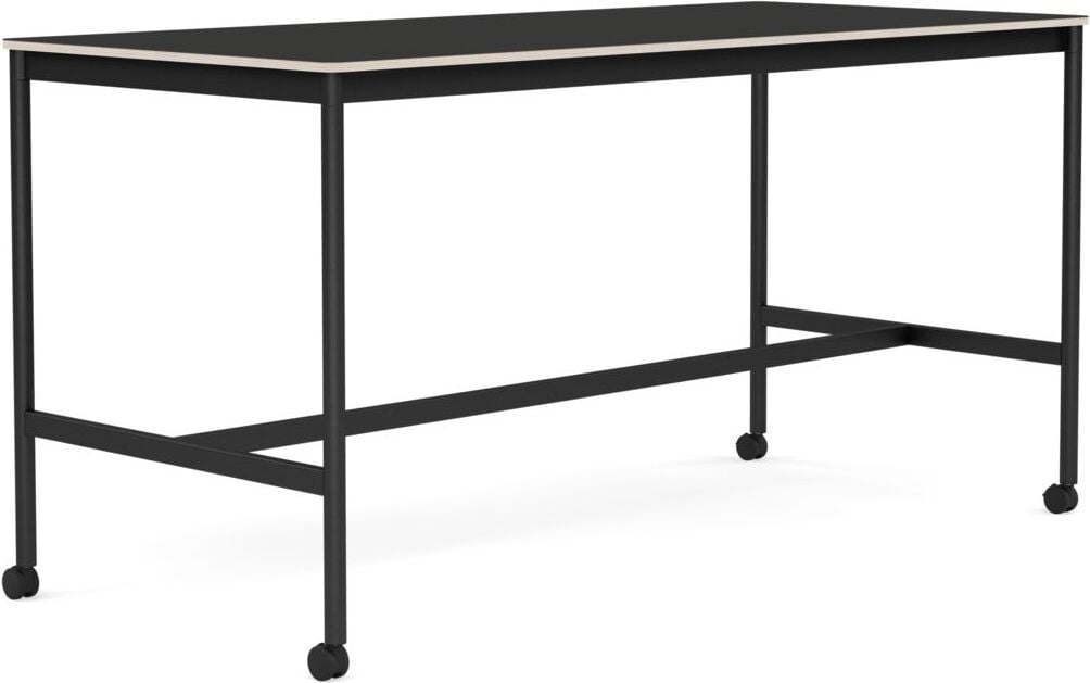 Stół na kółkach Base 85 x 190 x 95 cm czarny nanolaminat nogi czarne