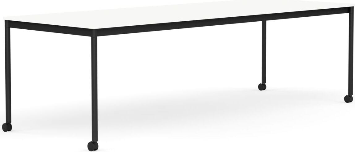 Stół na kółkach Base 90 x 250 cm biały laminowany ABS nogi czarne