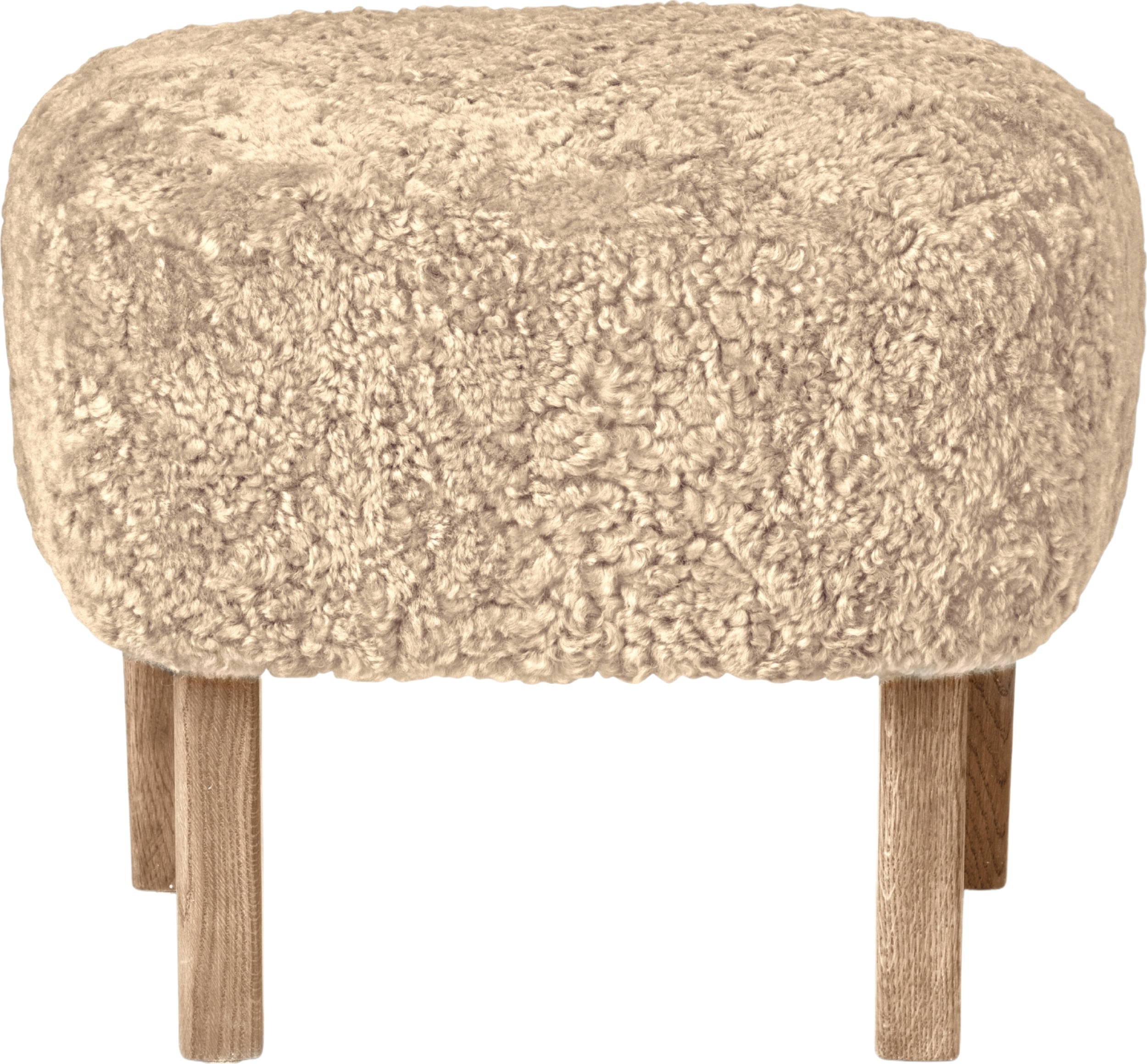 Podnóżek Ingeborg Sheepskin beżowy na dębowych nogach