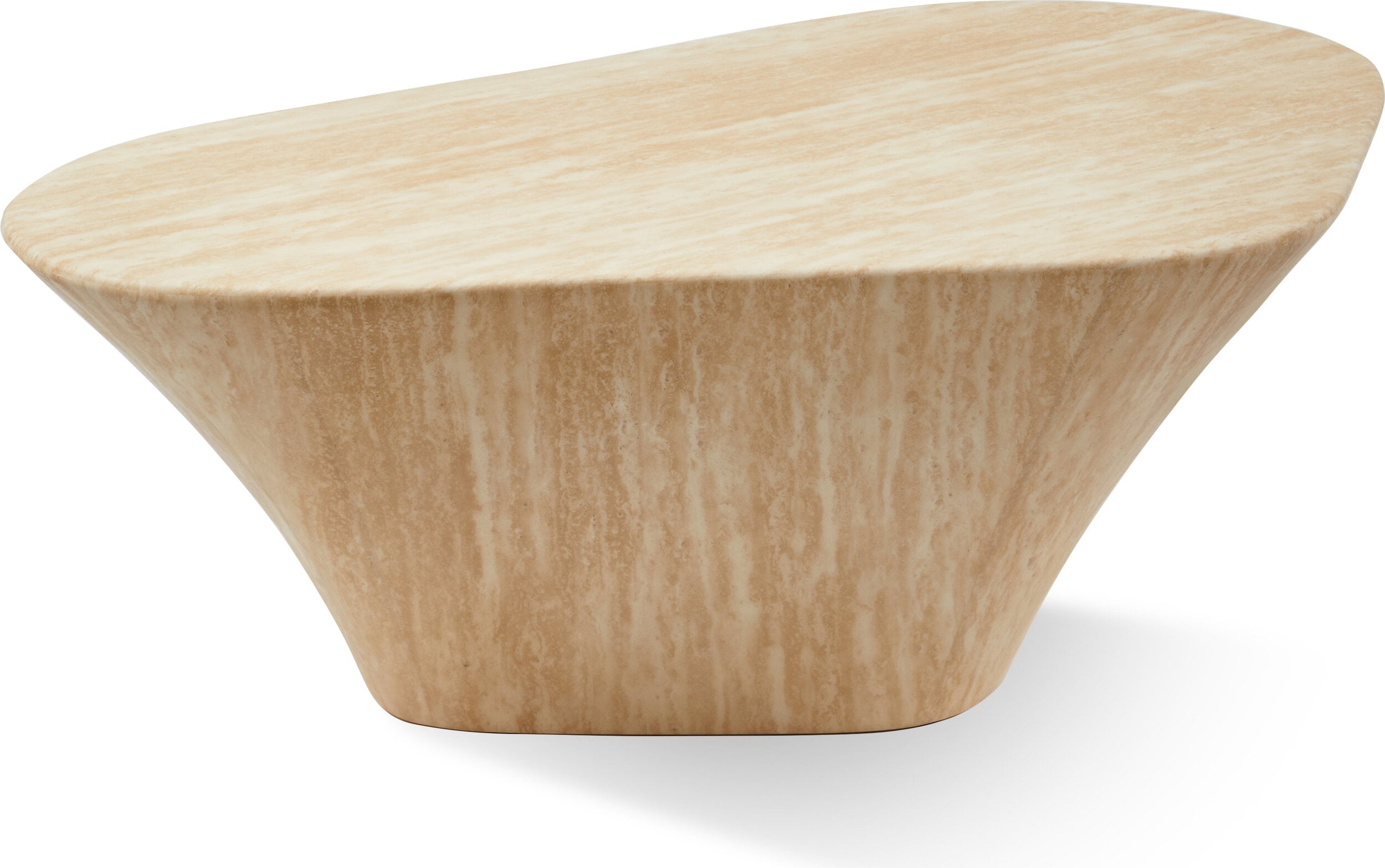 Stolik kawowy Oval Travertine 70 x 105 cm beżowy