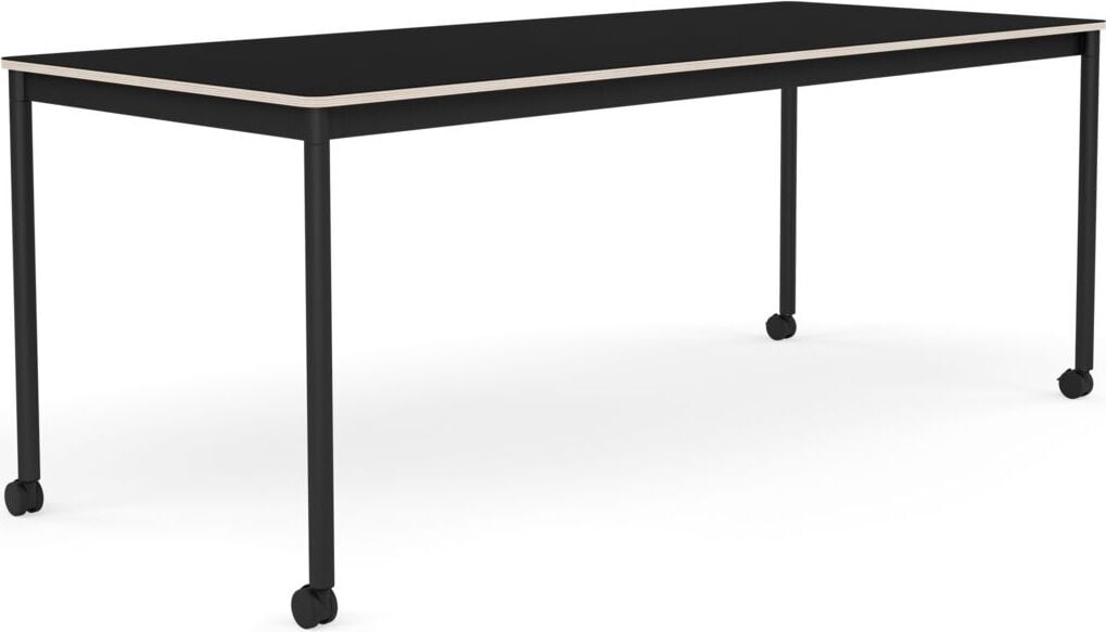 Stół na kółkach Base 80 x 190 cm czarny laminowany nogi czarne