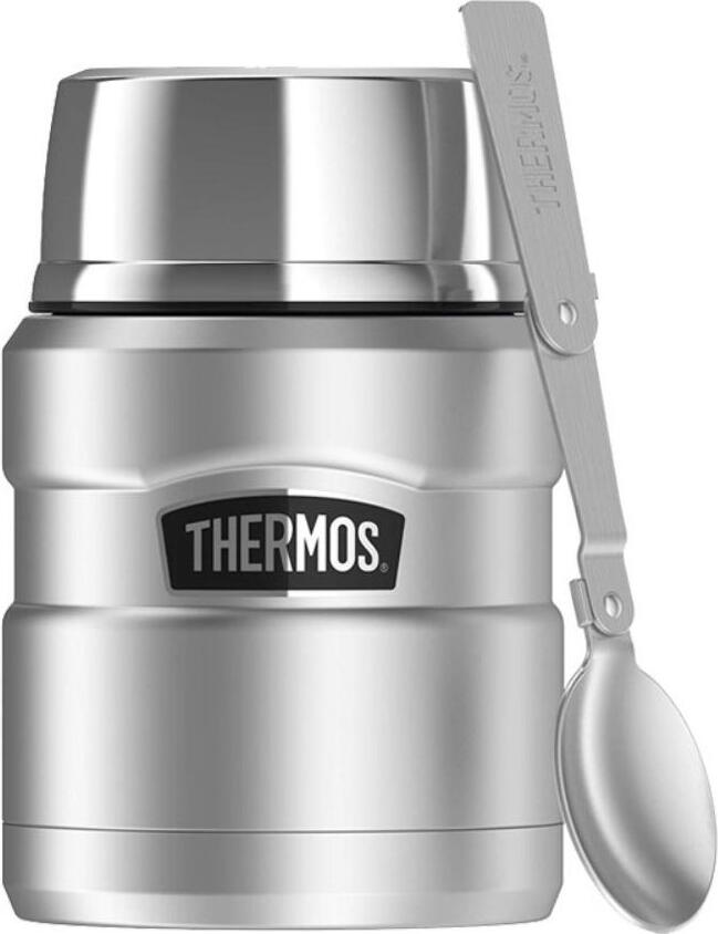 Termos obiadowy ze składaną łyżką Style 470 ml srebrny 2 el.