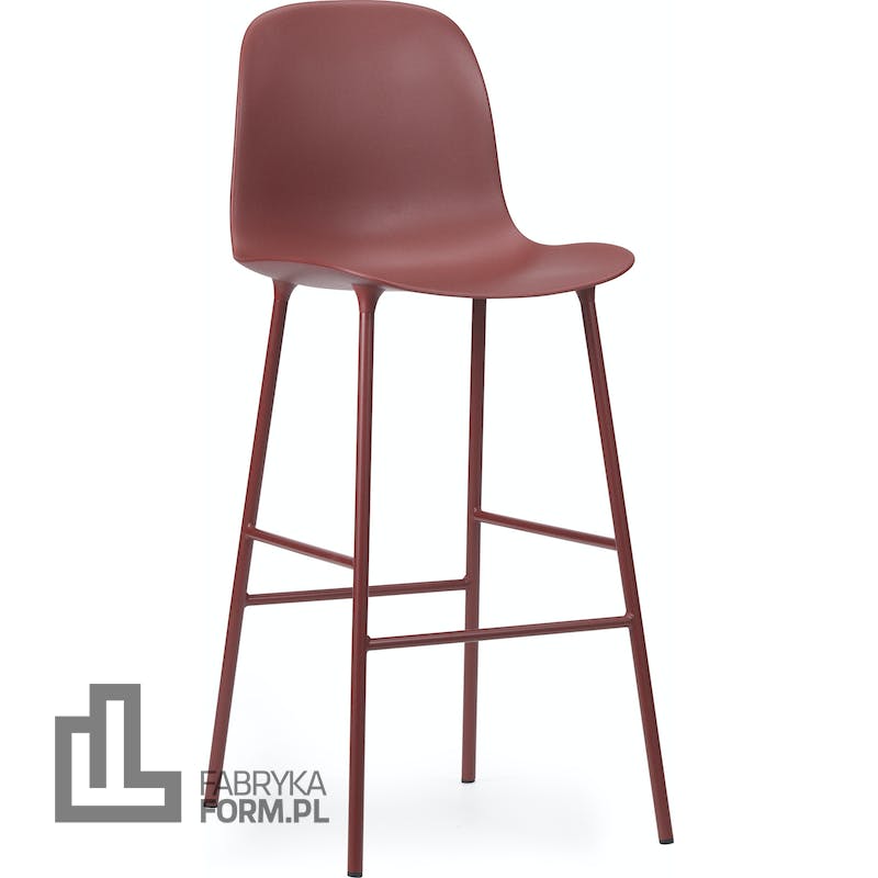 Krzesło barowe Form 65 cm czerwone na stalowych nogach