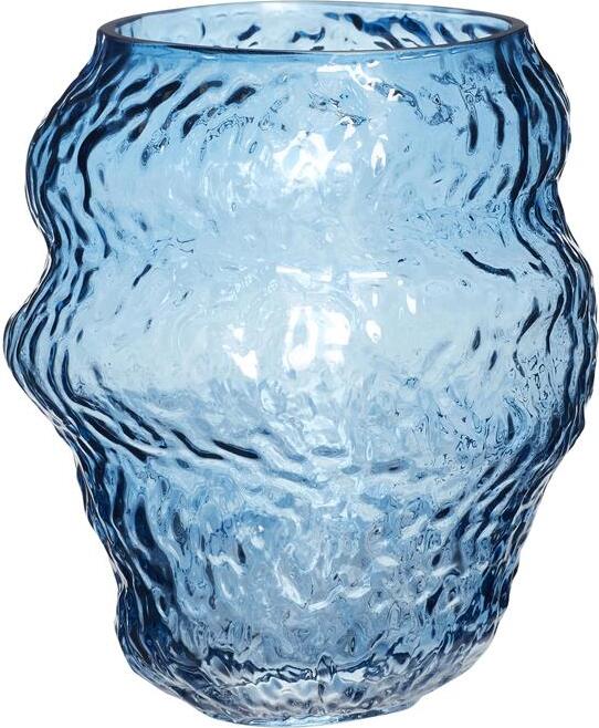 Wazon Hübsch 18 cm niebieski szklany