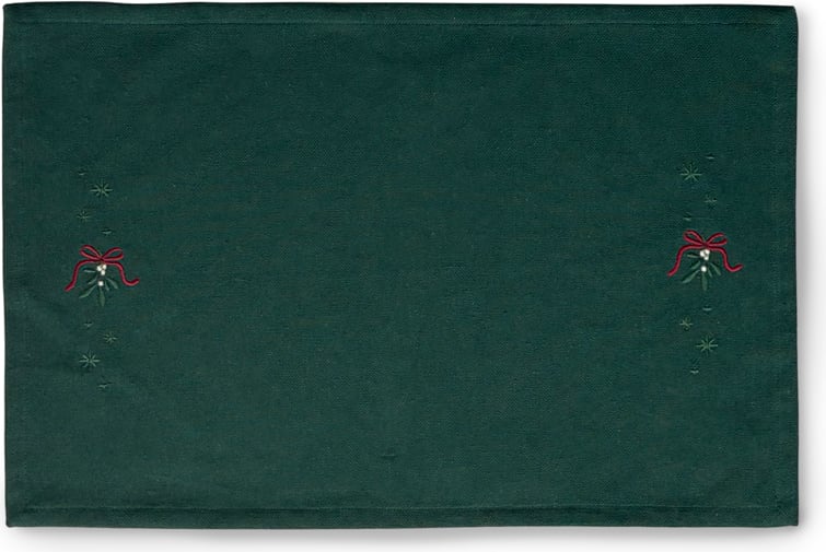 Podkładka pod talerz Christmas Fable jemioły 43 x 30 cm ciemnozielona