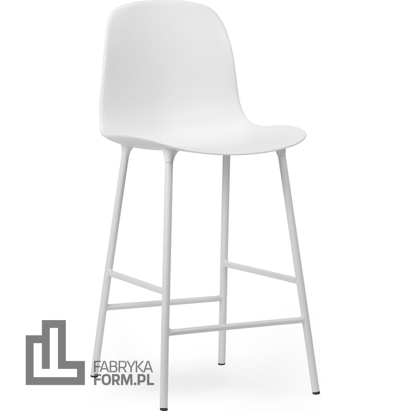 Krzesło barowe Form 65 cm białe na stalowych nogach