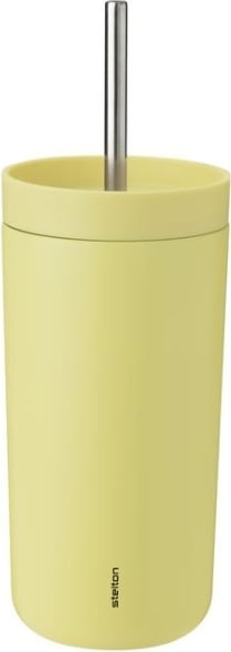 Kubek termiczny To-Go Sip 400 ml cytrynowy z podwójnej stali ze słomką