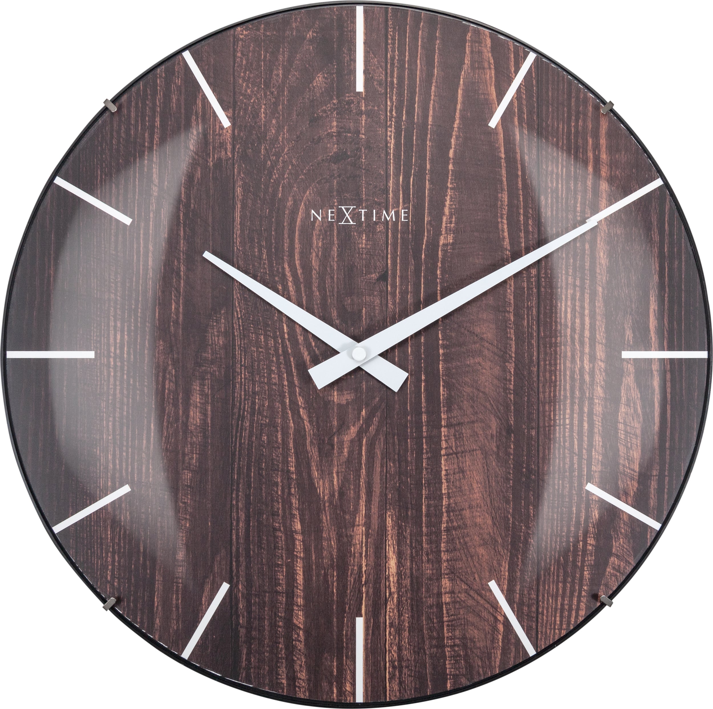 Zegar ścienny Edge Wood Dome ciemne drewno
