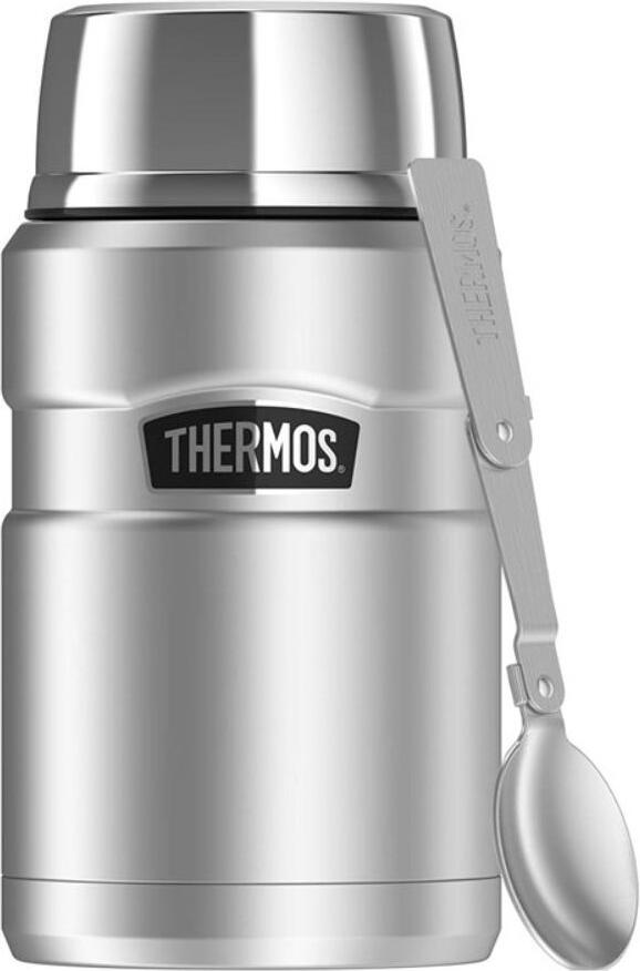 Termos obiadowy ze składaną łyżką Style 710 ml srebrny 2 el.