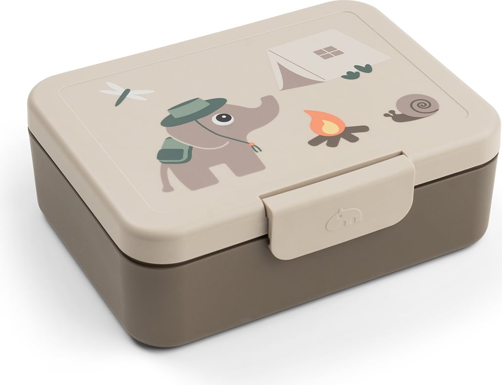 Lunchbox dziecięcy z podziałką Tiny Trails piaskowy