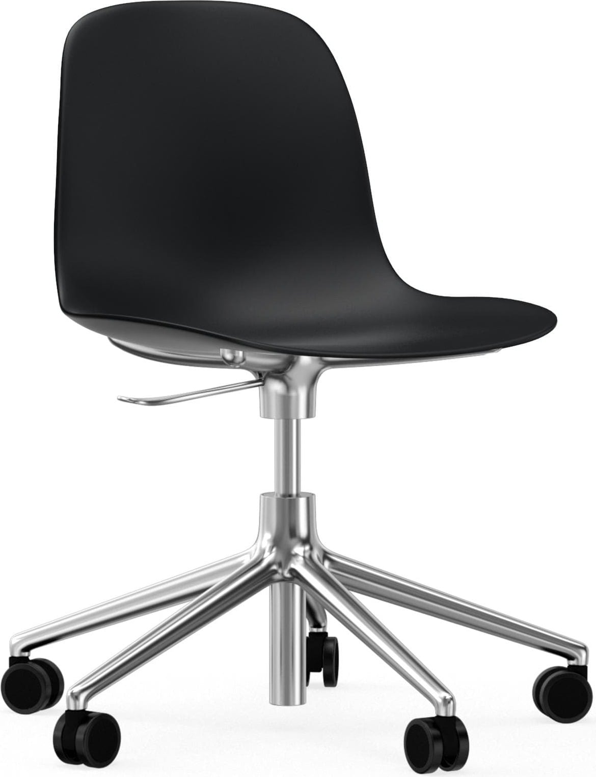 Krzesło na kółkach Form Swivel 5W czarne na aluminiowych nogach