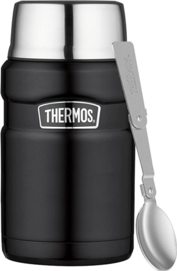 Termos obiadowy ze składaną łyżką Style 710 ml czarny mat 2 el.