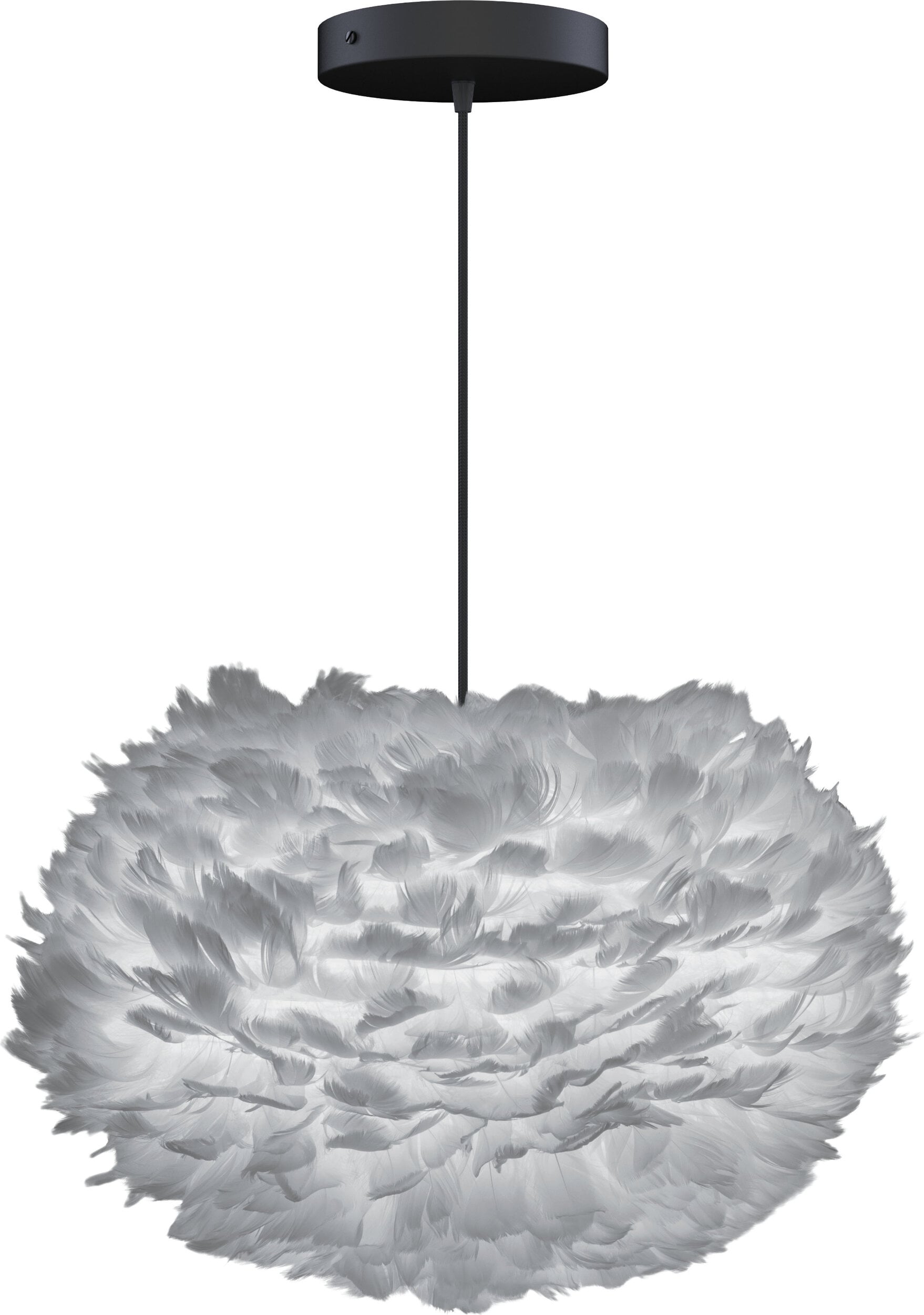 Lampa wisząca Eos 75 cm jasnoszara z czarną rozetą