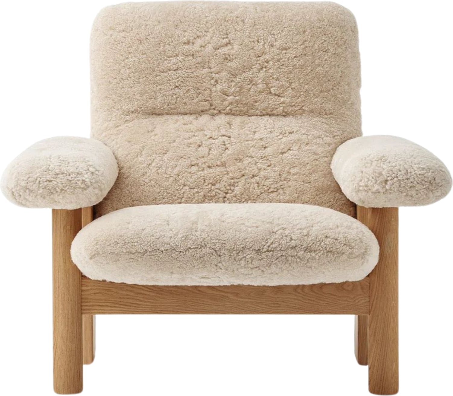 Fotel Brasilia Sheepskin biały na dębowych nogach