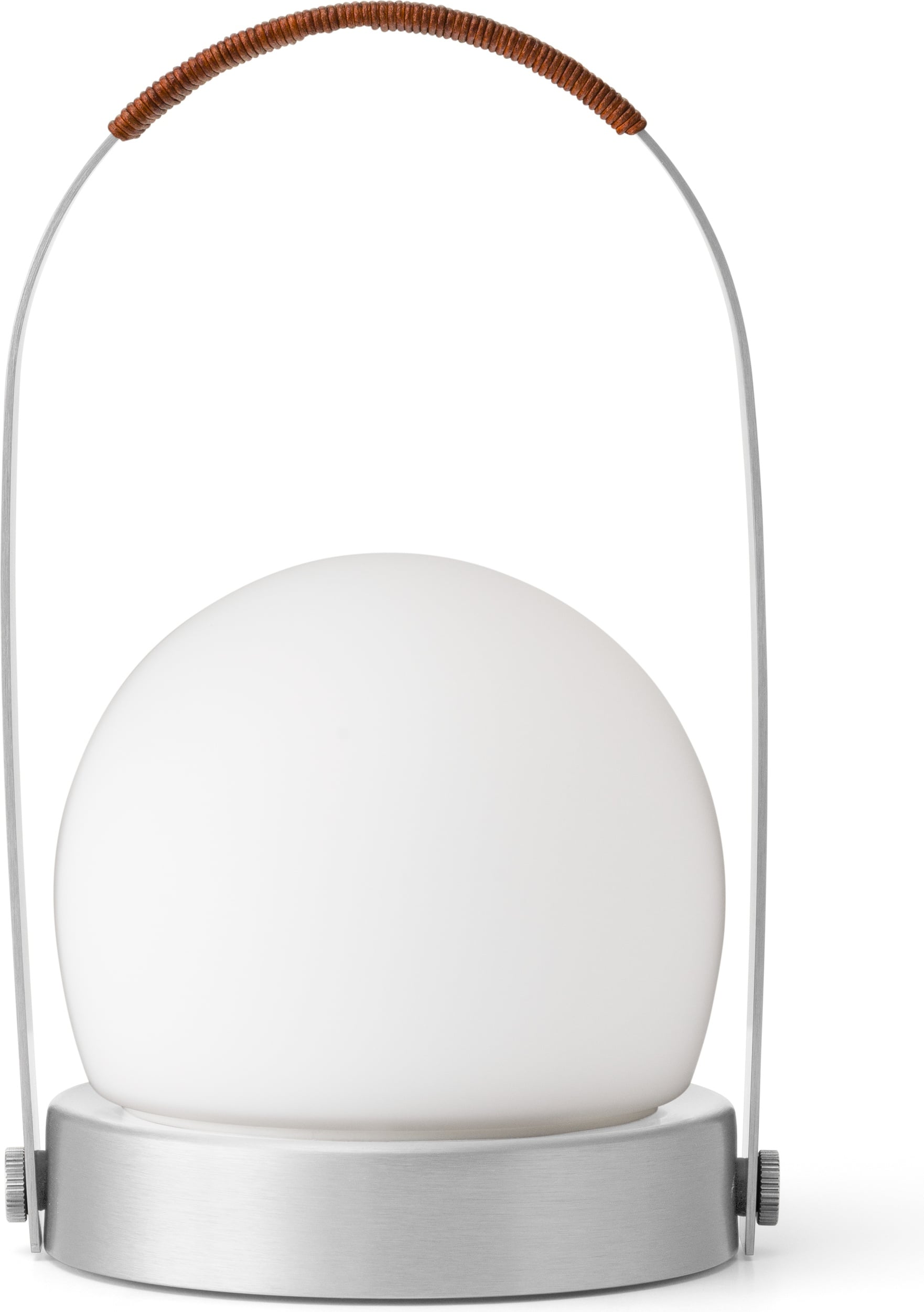 Lampa bezprzewodowa Carrie aluminium szczotkowane ze skórzanym uchwytem