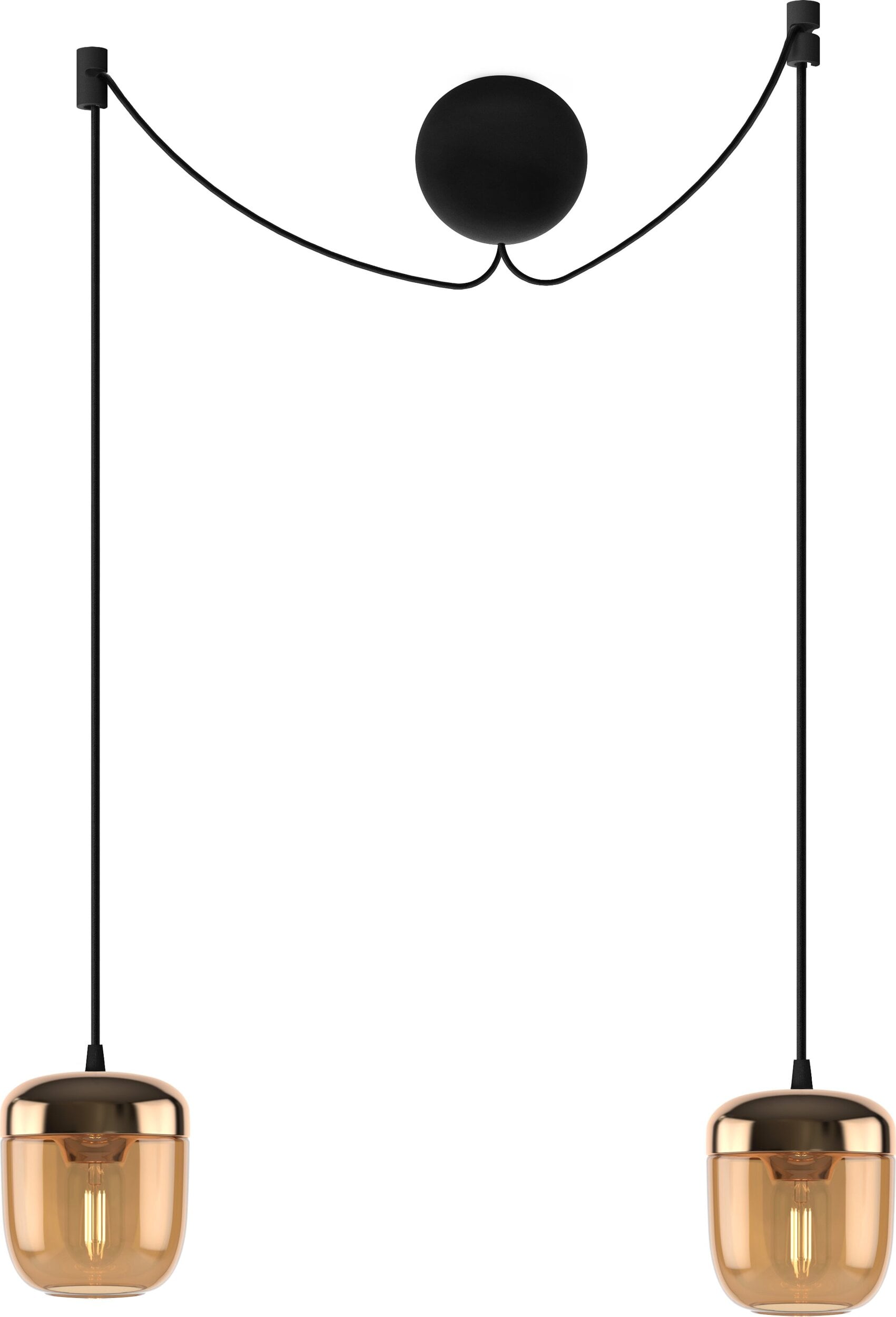 Lampa wisząca Acorn bursztynowy mosiądz podwójna