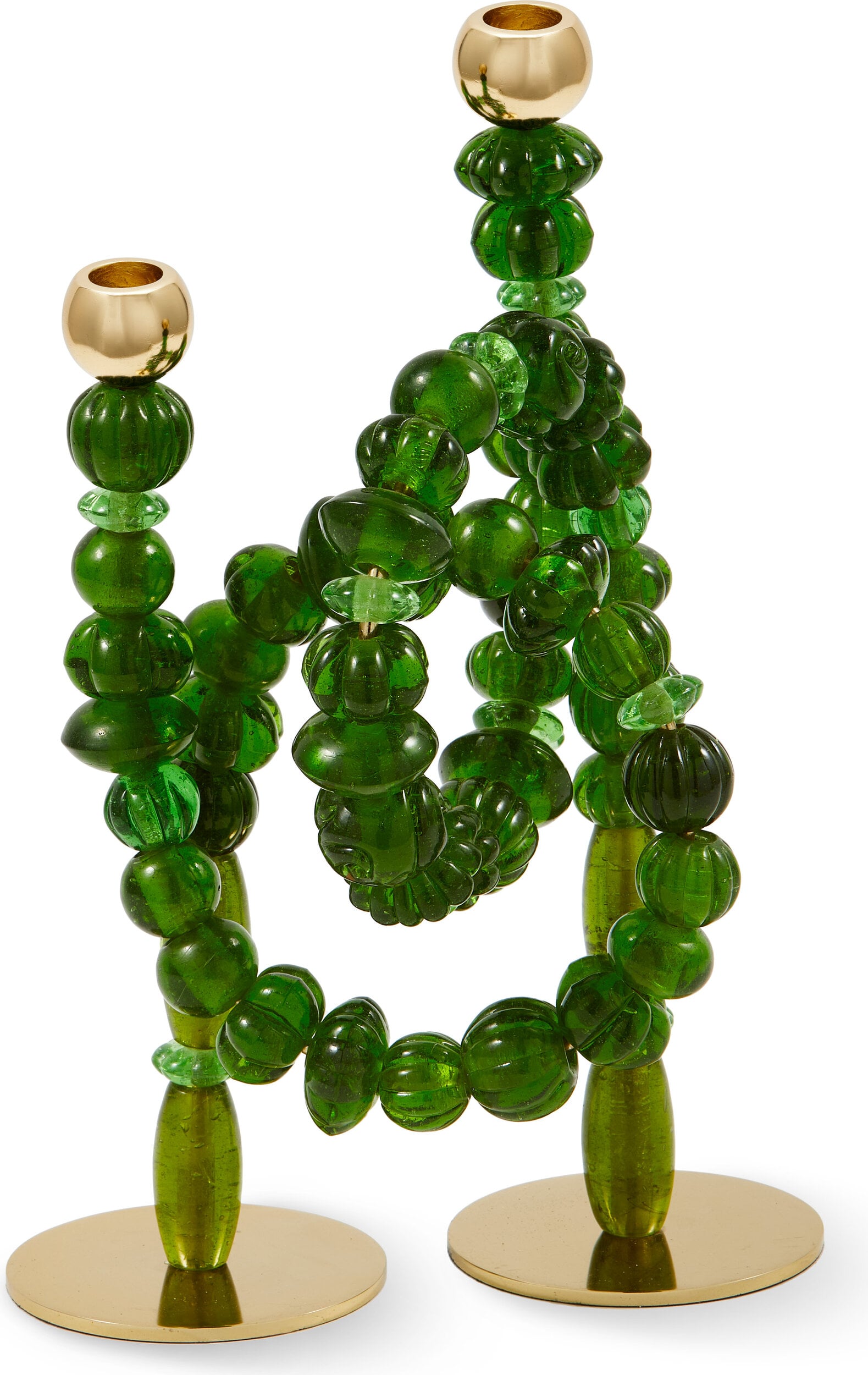 Świecznik na klasyczną świecę Beads ciemnozielony